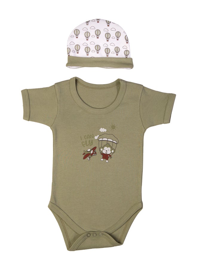 Babies Basic 5 Piece Unisex 100% Cotton Gift Set Include Bib, Romper, Mittens, Cap And Sleepsuit/Jumpsuit- I Can Fly  - Image 4
