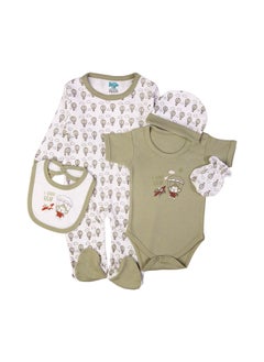 Babies Basic 5 Piece Unisex 100% Cotton Gift Set Include Bib, Romper, Mittens, Cap And Sleepsuit/Jumpsuit- I Can Fly  - Image 2