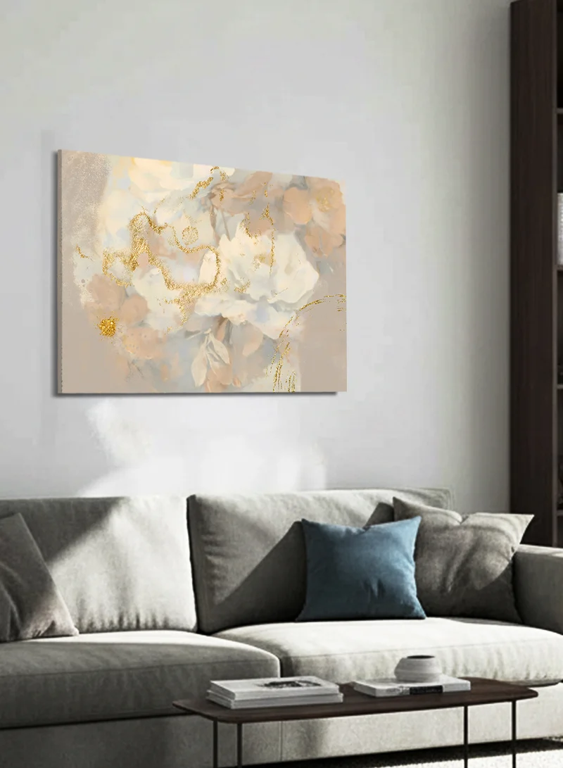 لوحة لوحة كانفاس على إطار خشبي بتصميم تجريدي للورود