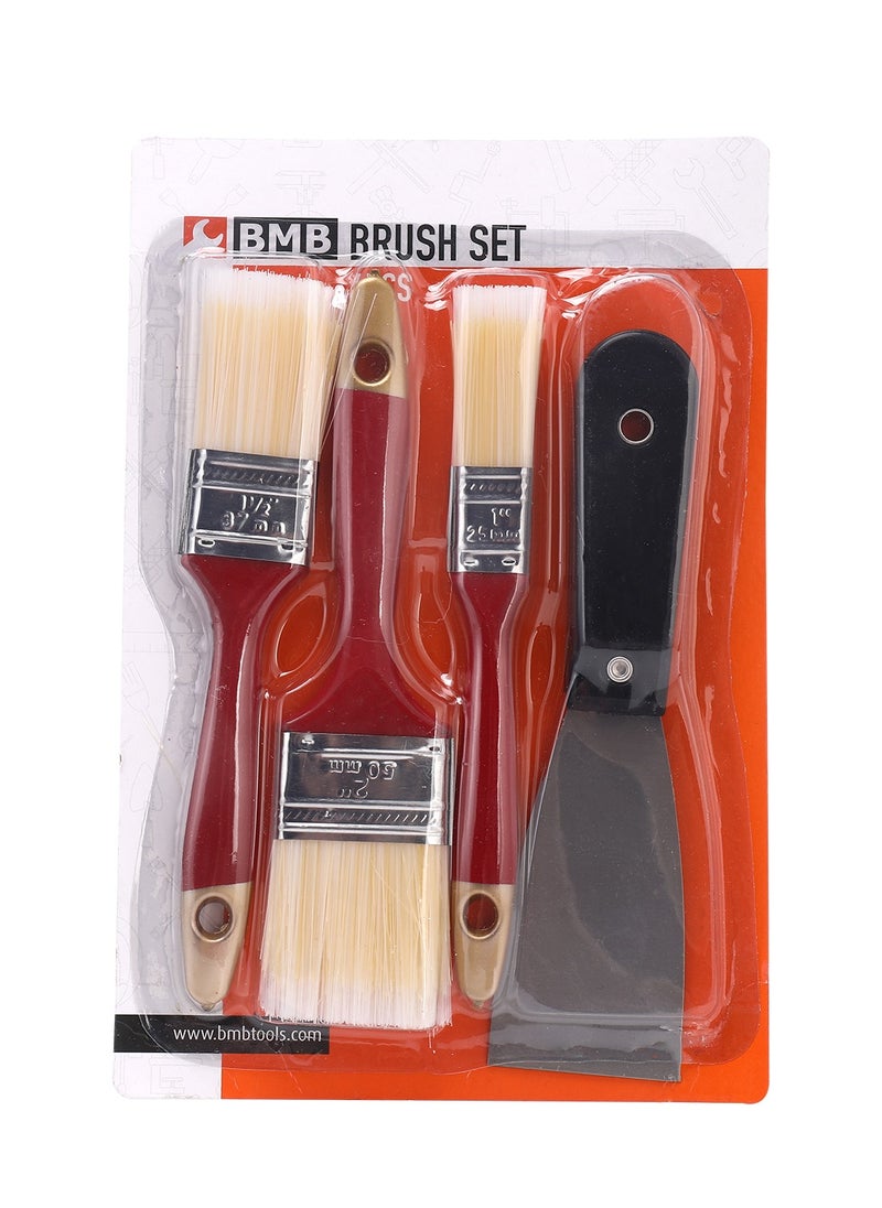 LAWAZIM Brush Set with Scraper - 3 Piece - Flat Paint Brushes in Assorted Sizes with Paint Scraper Tool for Touch-Up, Wall Painting, Furniture Refinishing – Ideal for DIY Projects, Home Improvement, and Maintenance  - Image 4