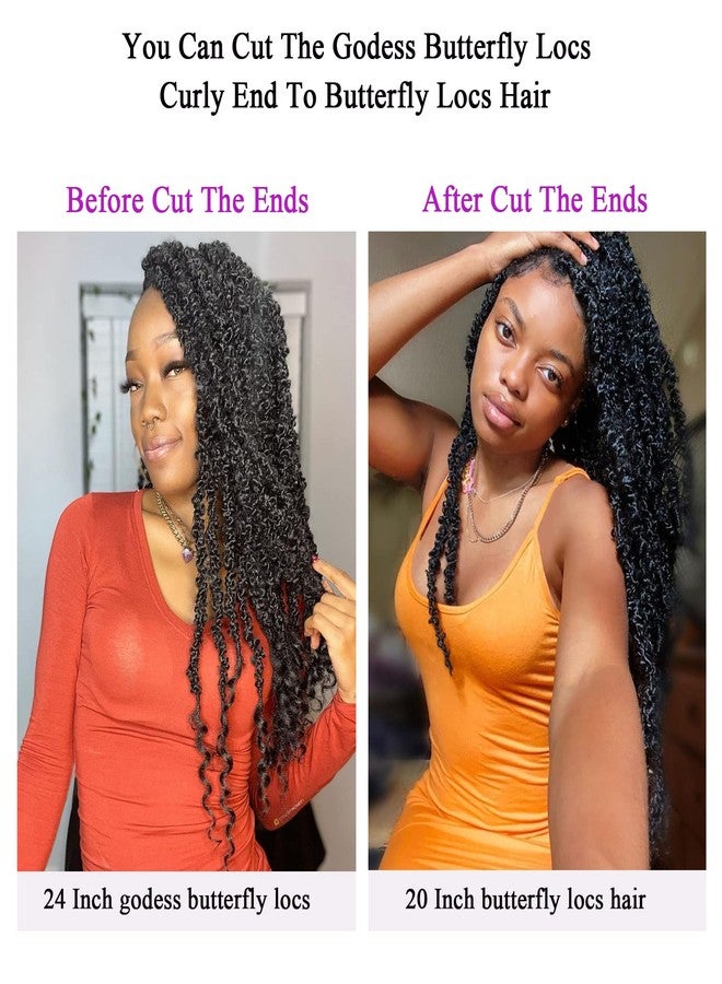 ZRQ Butterfly Locs Crochet Hair 24 Inch 2Packs Distressed Butterfly Faux Locs With Curly Ends Pre Looped Butterfly Twist Natural Black Goddess Locs Hair Extensions for Women (24 Inch, 1B#) - Image 5