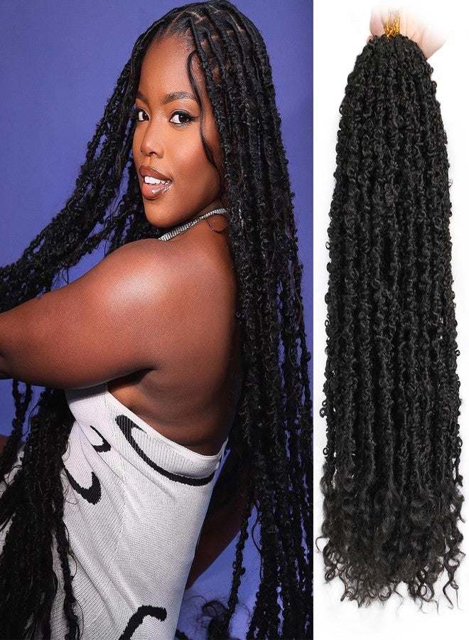 ZRQ Butterfly Locs Crochet Hair 24 Inch 2Packs Distressed Butterfly Faux Locs With Curly Ends Pre Looped Butterfly Twist Natural Black Goddess Locs Hair Extensions for Women (24 Inch, 1B#) - Image 1