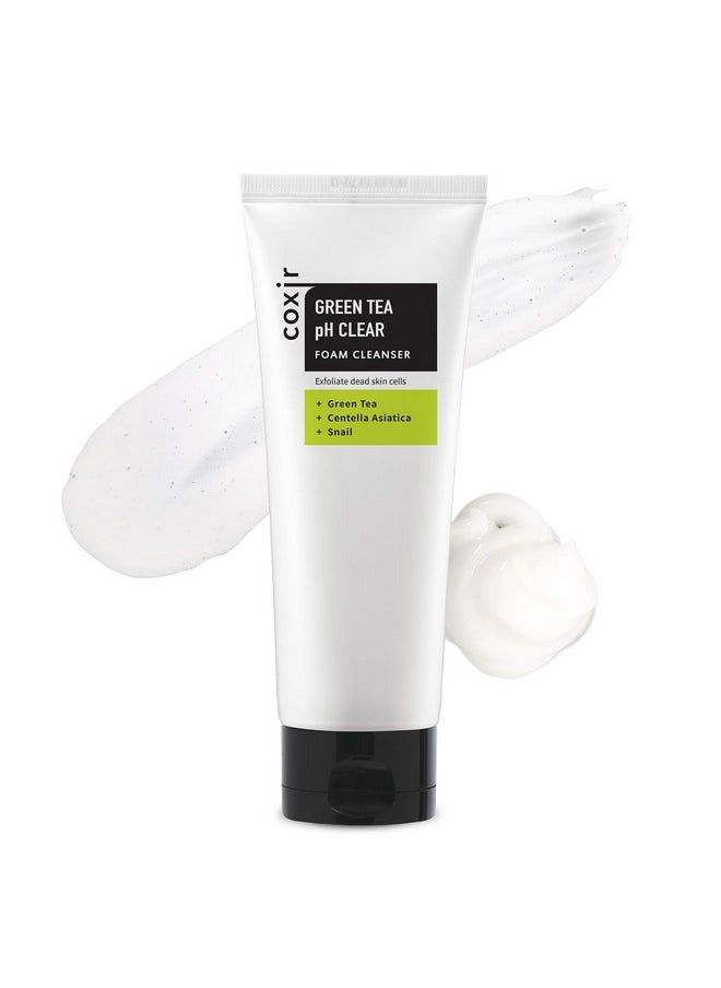 كوكسير Greentea Ph Clear Foam Cleanser منظف رغوي ناعم وكريمي ينظف المسام بعمق ويزيل خلايا الجلد الميتة على البشرة L Koran للعناية بالبشرة [150 مل / 5.07 أونصة سائلة.]  - Image 1
