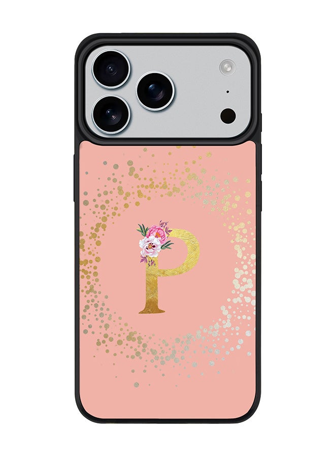 Stylizedd iPhone 17 Pro Max Case, [Compatible with MagSafe] Slim Magnetic cover Phone Case iPhone 17 Pro Max -Custom Monogram Floral - P  (Rose Pink ) - Image 1