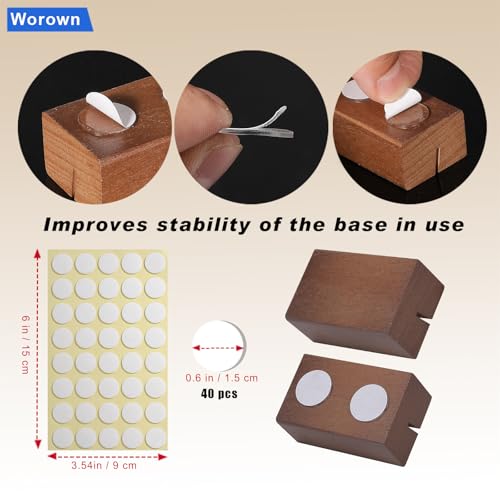 Worown 12 Pcs Mini Wooden Place Card Holders, Small Wooden Table Number Stands, Name, Price Tags Stands for Party Buffet, Wedding, Cafe Bar, Dining Room ( Brown-Includes Adhesive Stickers) - Image 3