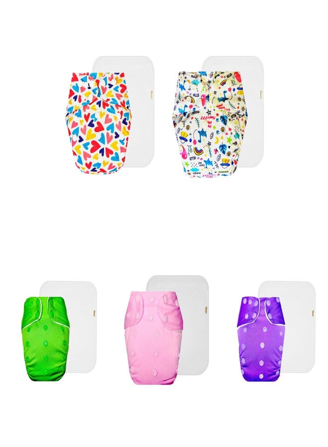 حفاضات دمبلدو القماشية الممتازة مع حشوة قطنية (عبوة من 5) | ناعمة ولطيفة | مانعة للتسرب | سهلة التنظيف | مناسبة للارتداء طوال اليوم | من 3 أشهر إلى 3 سنوات | للجنسين - Image 1