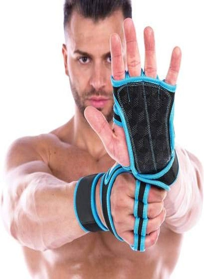 GymWar Weight Lifting Palm and Wrist Support Gym & Fitness Gloves (Blue) - Image 1