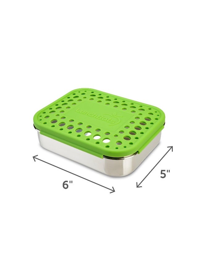 LunchBots Medium Uno Stainless Steel Sandwich Container - Open Design for Wraps - Salads or a Small Meal - Eco-Friendly - Dishwasher Safe and BPA-Free - Green Dots - Image 2
