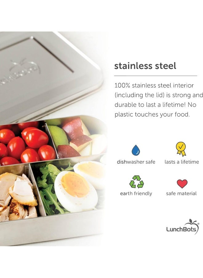 LunchBots Medium Uno Stainless Steel Sandwich Container - Open Design for Wraps - Salads or a Small Meal - Eco-Friendly - Dishwasher Safe and BPA-Free - Green Dots - Image 3
