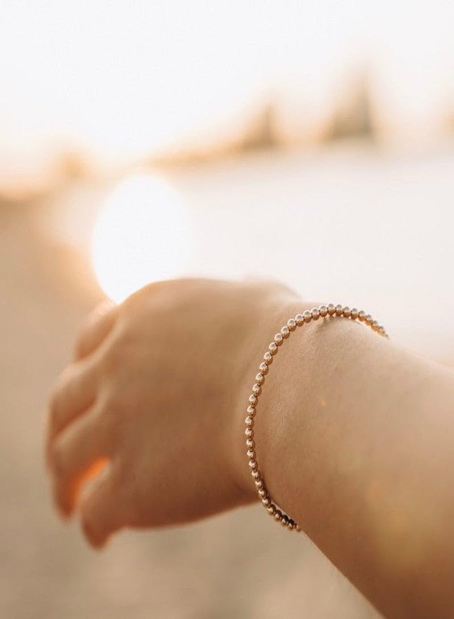 MOROTOLE 3PCS Rose Gold Bracelets Set for Women Men Adjustable Hypoallergenic Stackable Stretch Bracelet Cuban Chunky Flat Link Chain Beaded Punk Gold Bracelets Jewelry Gifts for Womens - Image 2