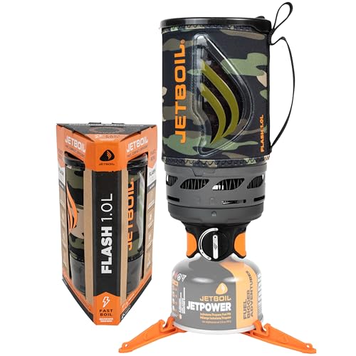 Jetboil Flash 10L Portable Fast Boil Stove for Camping and Backpacking with 1Step Auto Ignition PropaneIsobutane Burner with Cooking Cup Dark Camo - Image 1