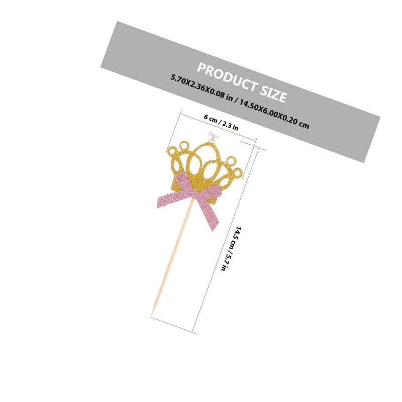 12Pcs Gold Glitter Crown Cake Toppers For Wedding Birthday Party Cupcake Decorations - Image 3