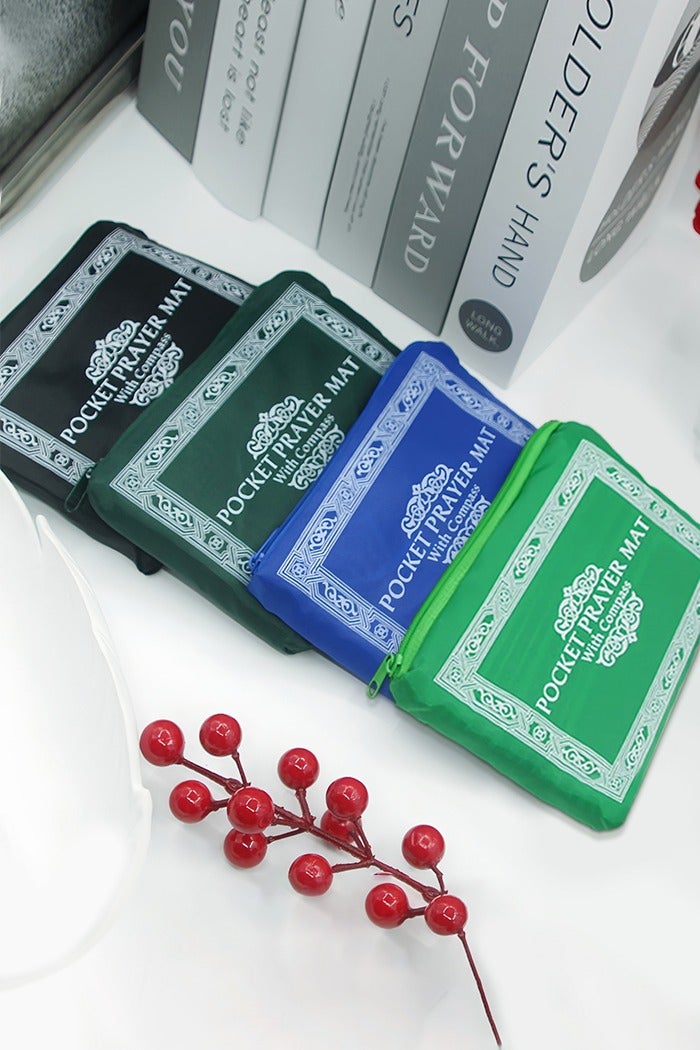 Sunnaltree Portable Prayer Mat with Compass, Travel Pocket Prayer Mat，Lightweight Waterproof Polyester Muslim Prayer Rug, Travel-Friendly Design, Perfect Ramadan Gift (Blue, 65cm X 105cm) - Image 2