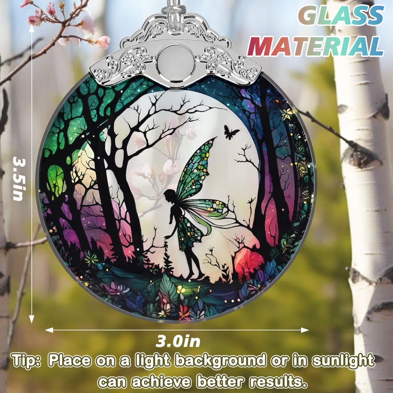 Jocidea Christmas Ornament - Stained Glass Fairy Ornament - Christmas Home Decor - Christmas Tree Ornament - Holiday Ornament - Holiday Present Ideas - Gift Exchange - Forest Fairy - Image 2