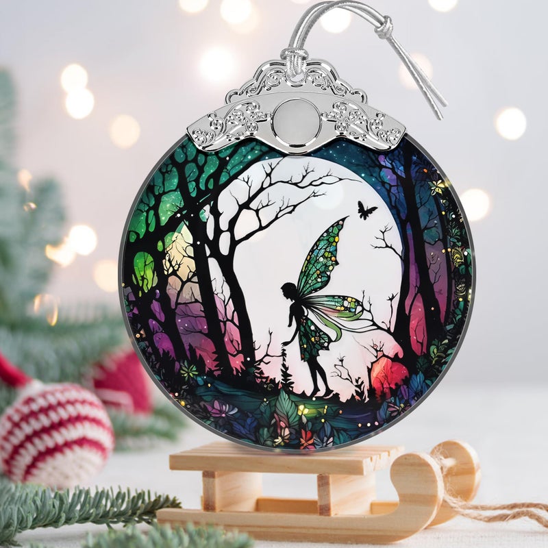 Jocidea Christmas Ornament - Stained Glass Fairy Ornament - Christmas Home Decor - Christmas Tree Ornament - Holiday Ornament - Holiday Present Ideas - Gift Exchange - Forest Fairy - Image 3