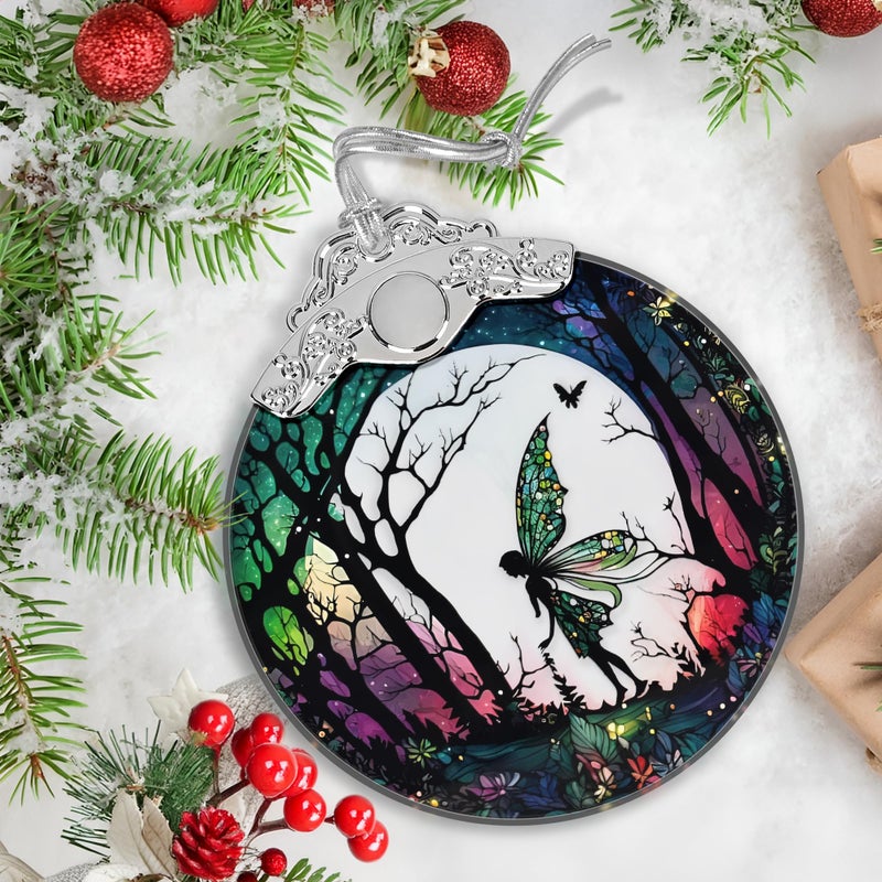 Jocidea Christmas Ornament - Stained Glass Fairy Ornament - Christmas Home Decor - Christmas Tree Ornament - Holiday Ornament - Holiday Present Ideas - Gift Exchange - Forest Fairy - Image 5