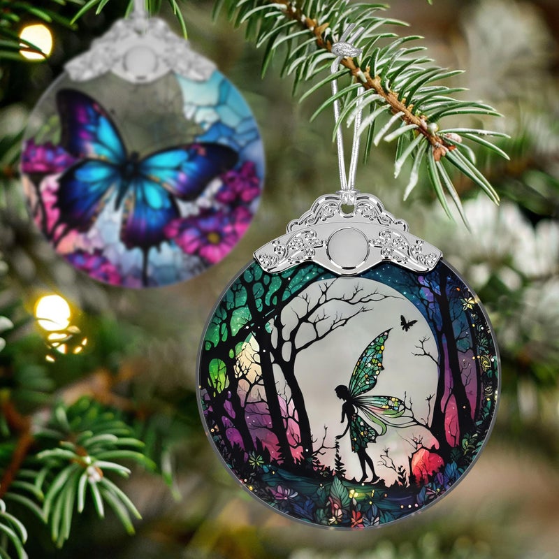 Jocidea Christmas Ornament - Stained Glass Fairy Ornament - Christmas Home Decor - Christmas Tree Ornament - Holiday Ornament - Holiday Present Ideas - Gift Exchange - Forest Fairy - Image 4
