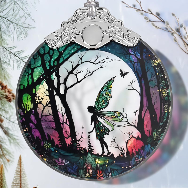 Jocidea Christmas Ornament - Stained Glass Fairy Ornament - Christmas Home Decor - Christmas Tree Ornament - Holiday Ornament - Holiday Present Ideas - Gift Exchange - Forest Fairy - Image 1