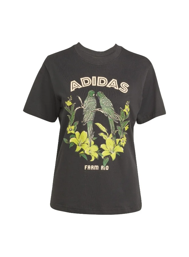 Adidas Farm Gfx Tee 2 Black Training T-Shirts For Women XS