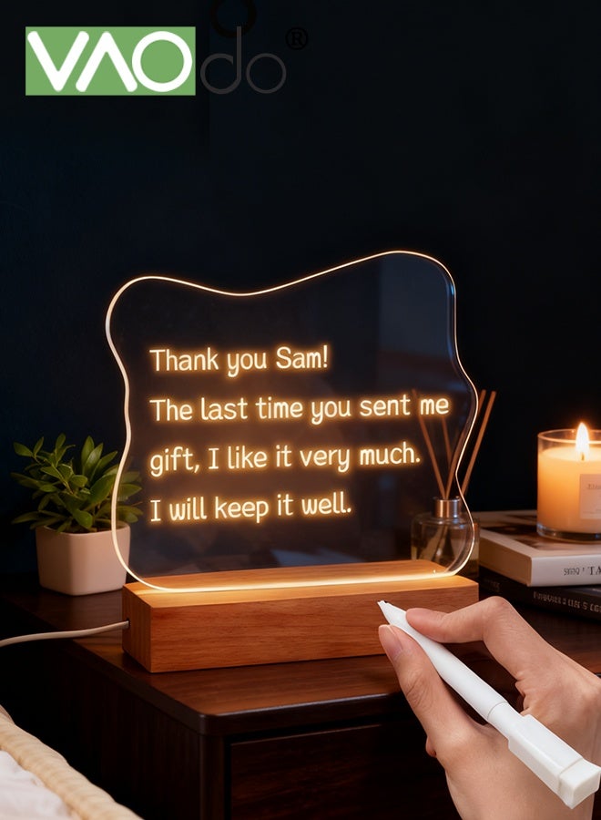 فاو دو LED الاكريليك ملاحظة مجلس ضوء الليل، DIY ملاحظة مجلس مذكرة ضوء، إعادة كتابة واضحة سطح المكتب ضوء الليل للغرفة ديكور مهرجان هدية - Image 2