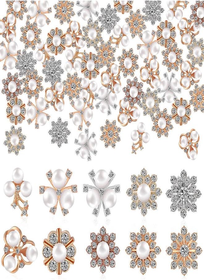 160 Pieces Pearl Rhinestone Buttons Faux Pearl Embellishments Flat Back Rhinestone Buttons for DIY Jewelry Making Wedding Decor Clothes Bag Shoes Craft Accessory