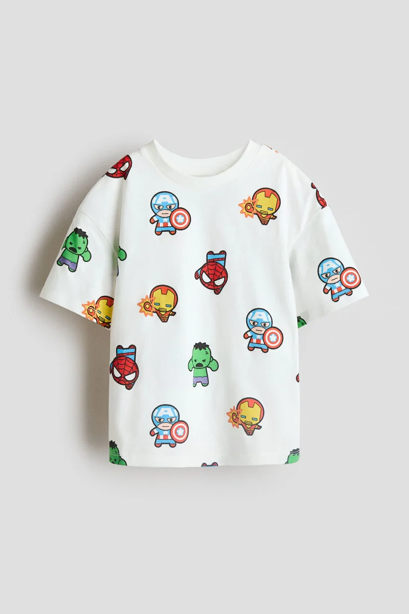 اتش اند ام تي-شيرت فضفاض بطبعة مميزة