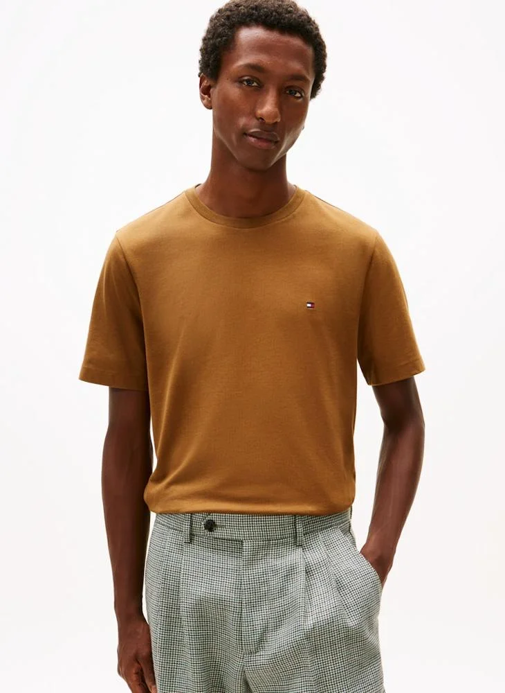 Flag Embroidery Crew Neck T-Shirt