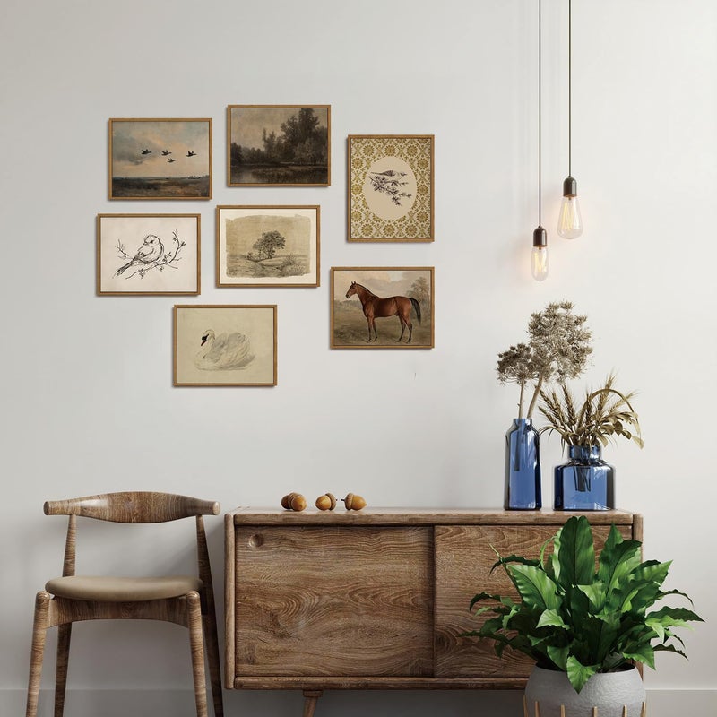 KISSFOX Framed Wall Art Vintage Wall Decor Bird Pictures Rustic Animal Canvas Art Retro Paintings Farmhouse Artwork For Bedroom Living Room Kitchen - Image 2