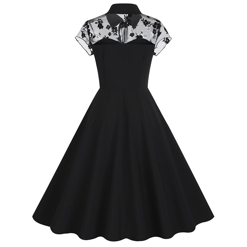 European and American Gothic Vintage Patchwork Dress - Image 3