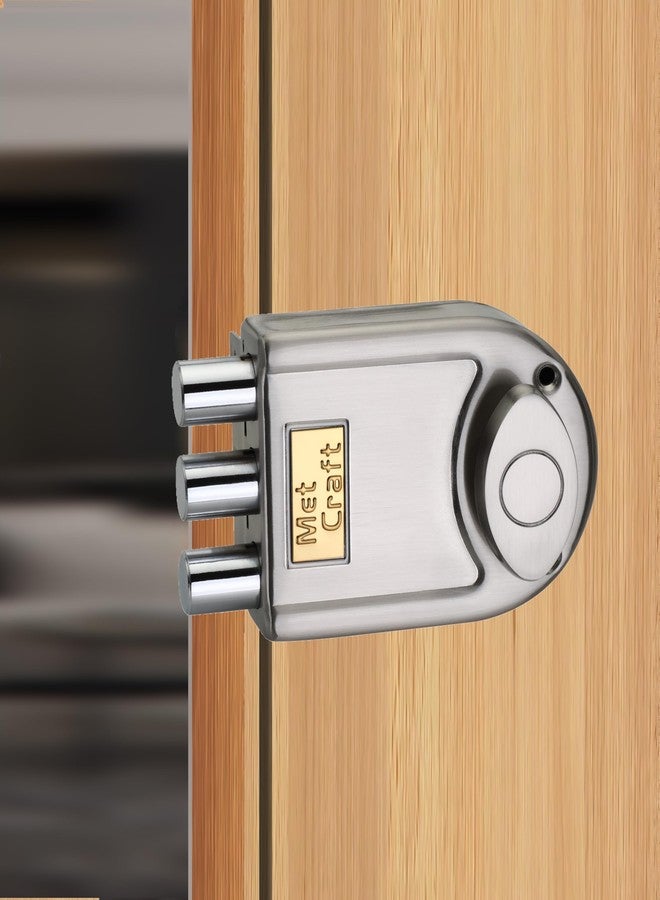 Met Craft Steel Ultra TriBolt One Side Dimple Key Main Door Lock (Satin Silver) - Image 1