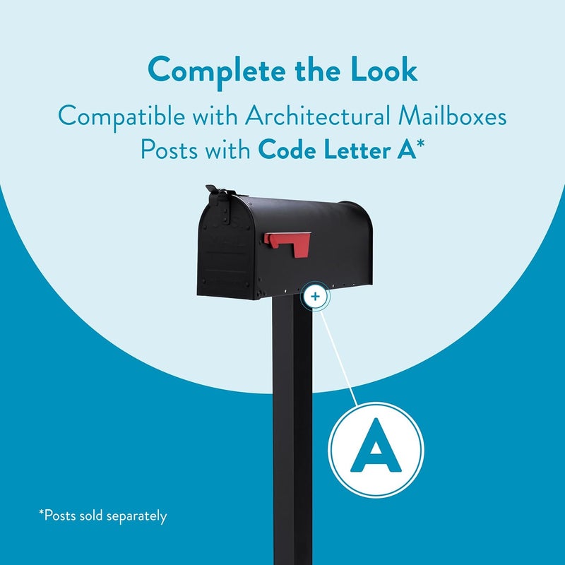 ARCHITECTURAL MAILBOXES Admiral™ Rust-Proof Aluminum Metal Post Mounted Mail Box for Outside, Black, Medium Curbside Mailbox, USPS Approved for Residential Delivery - Image 5
