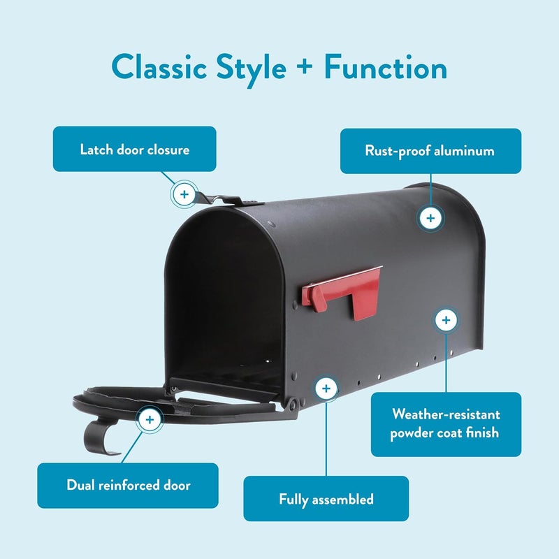 ARCHITECTURAL MAILBOXES Admiral™ Rust-Proof Aluminum Metal Post Mounted Mail Box for Outside, Black, Medium Curbside Mailbox, USPS Approved for Residential Delivery - Image 4