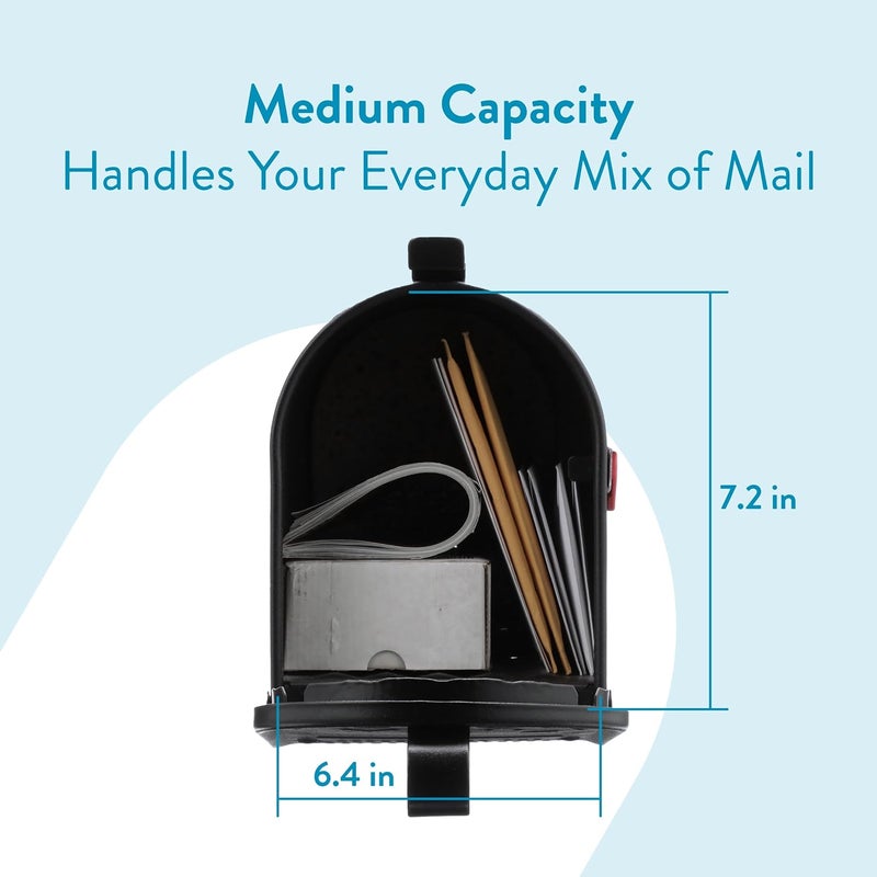 ARCHITECTURAL MAILBOXES Admiral™ Rust-Proof Aluminum Metal Post Mounted Mail Box for Outside, Black, Medium Curbside Mailbox, USPS Approved for Residential Delivery - Image 3