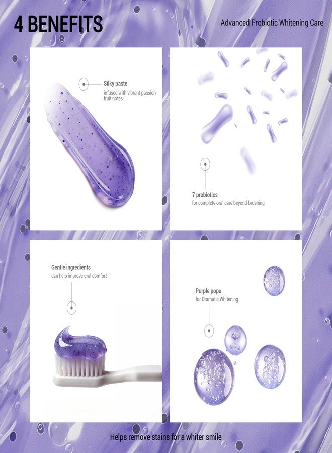 MSDRWIKEY 2-Pack Popping 7-Pro Whitening Toothpaste | Deep Whitening & 7 Probiotics for Oral Health | Purple Beads for Extra Freshness | Fluoride-Free - Image 4