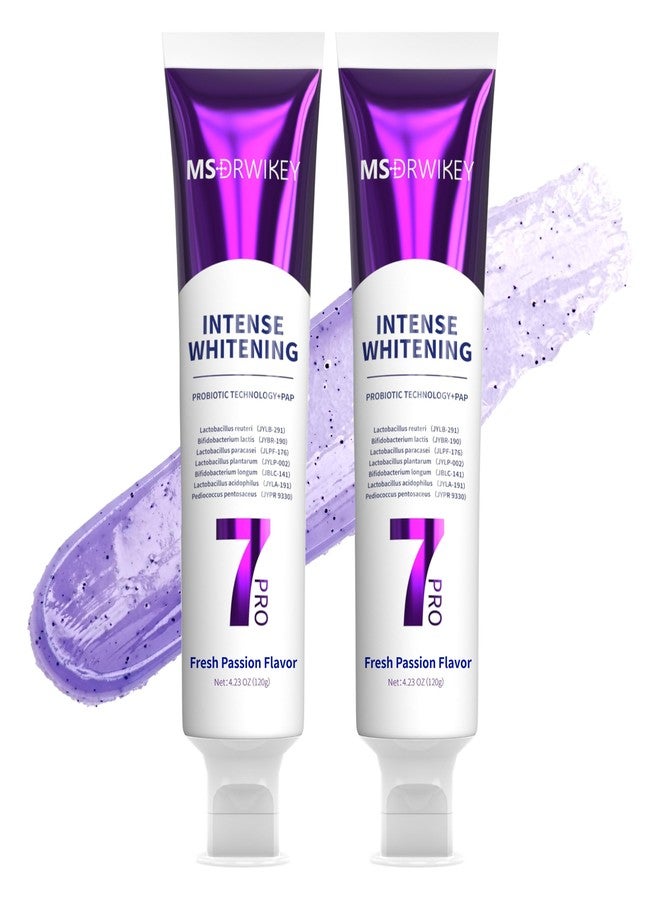 MSDRWIKEY 2-Pack Popping 7-Pro Whitening Toothpaste | Deep Whitening & 7 Probiotics for Oral Health | Purple Beads for Extra Freshness | Fluoride-Free - Image 1