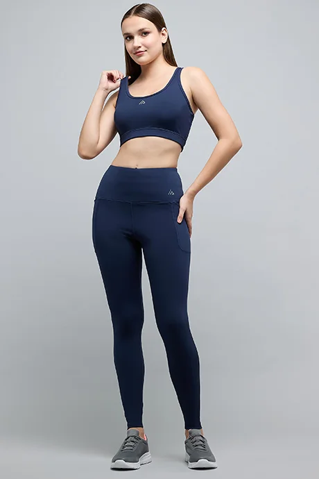 R&B Solid Sports Bra with Scoop Neck