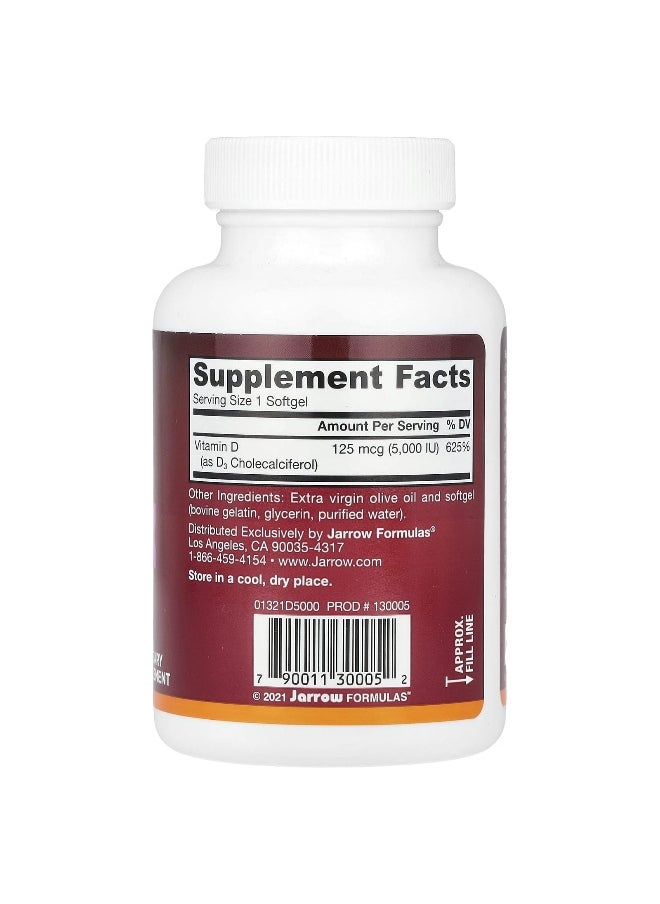 jarrow formulas Jarrow Formulas, Vitamin D3, 125 mcg (5,000 IU), 100 Softgels  - Image 2