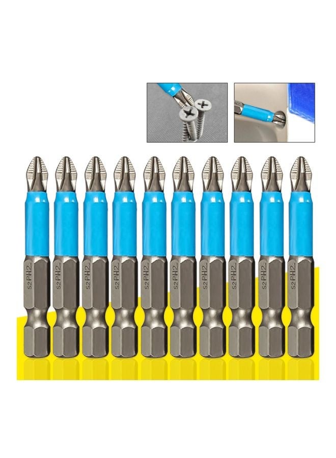 NIBEMINENT 10-Piece Phillips Cross Head Screwdriver Bit Set Grey/Blue  - Image 2
