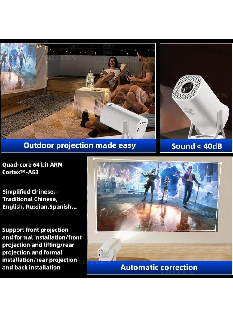Game Console 4K HD Video, Classic 64GB Retro TV 30000+ Game,Game Projector 2 In 1 Professional Chip, Portable Projector With Wireless Controller Gamepad, 2.4G /5G WiFi BT 5.0 Support 4K 130-Inch Screen 180° Rotation Hi-Fi Speaker Portable Size 50-100% Zoom  - Image 4