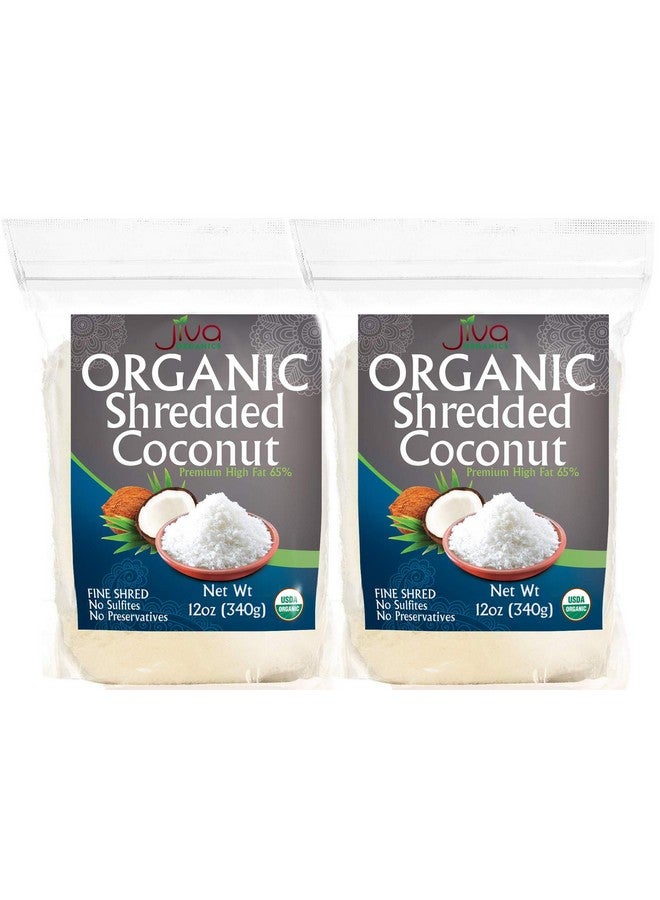 Jiva Organics Organic Shredded Coconut Unsweetened 12oz (Pack of 2) | Desiccated Flakes | Premium Full Fat | Gluten-Free, Non-GMO, Keto Paleo Friendly for Baking | by Jiva Organics - Image 1