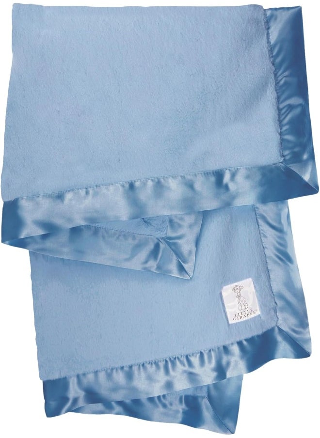 Little Giraffe Little Giraffe Baby Blanket - Luxe Soft Blanket with Satin Trim - Baby Stroller Blanket - Newborn Baby Essentials & Baby Gifts - 29x35" - Cornflower  - Image 1