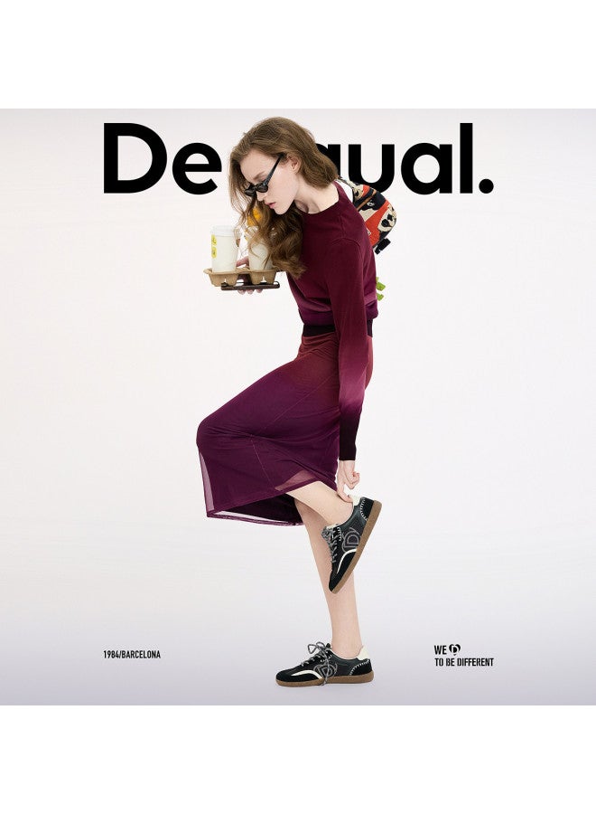 DESIGUAL تنورة مستقيمة شبكية مطبوعة بتدرج ss25 جديدة - Image 4
