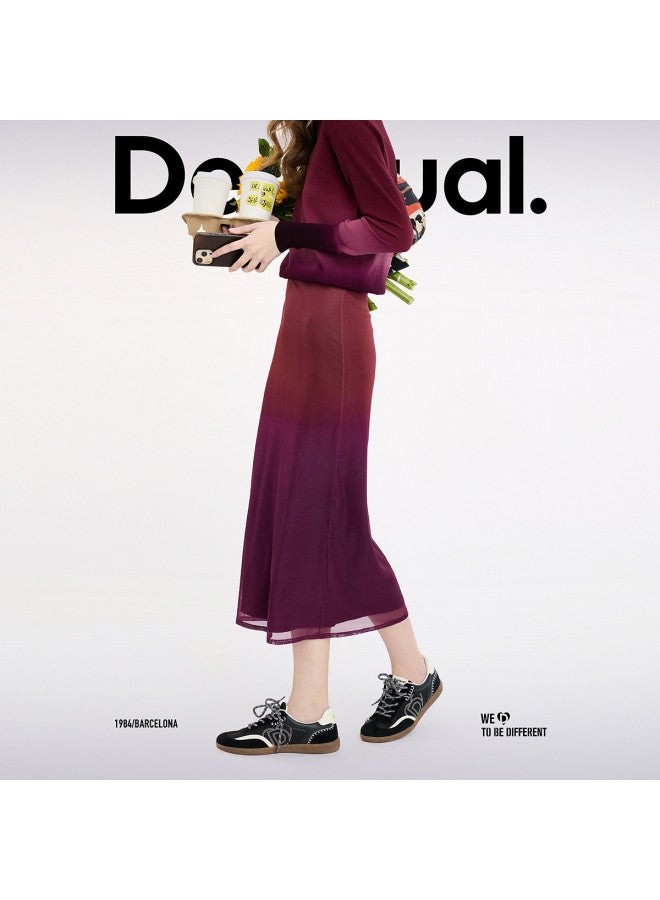 DESIGUAL تنورة مستقيمة شبكية مطبوعة بتدرج ss25 جديدة - Image 2