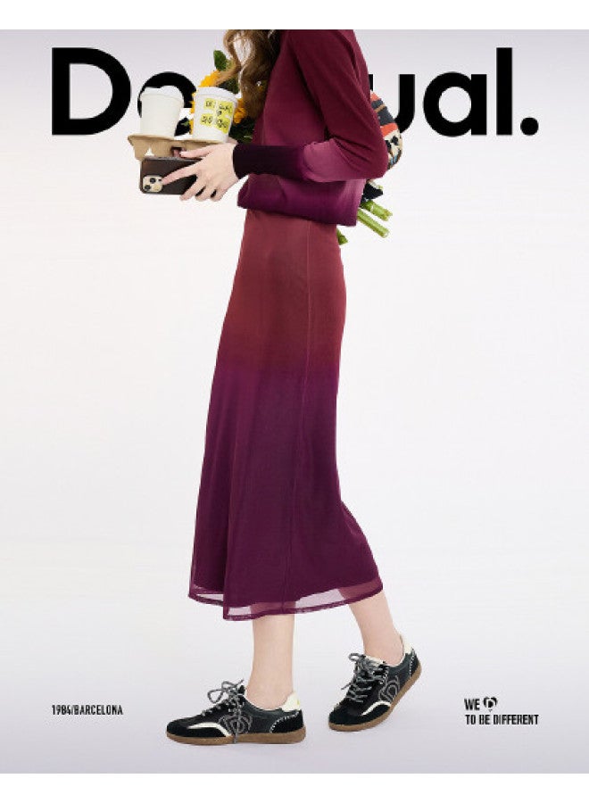 DESIGUAL تنورة مستقيمة شبكية مطبوعة بتدرج ss25 جديدة - Image 1
