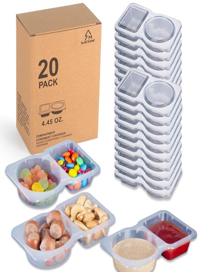 MACTANO Disposable Double Compartment Condiment Container with Lid for Sauce Travel Snack -20PCS - Image 1