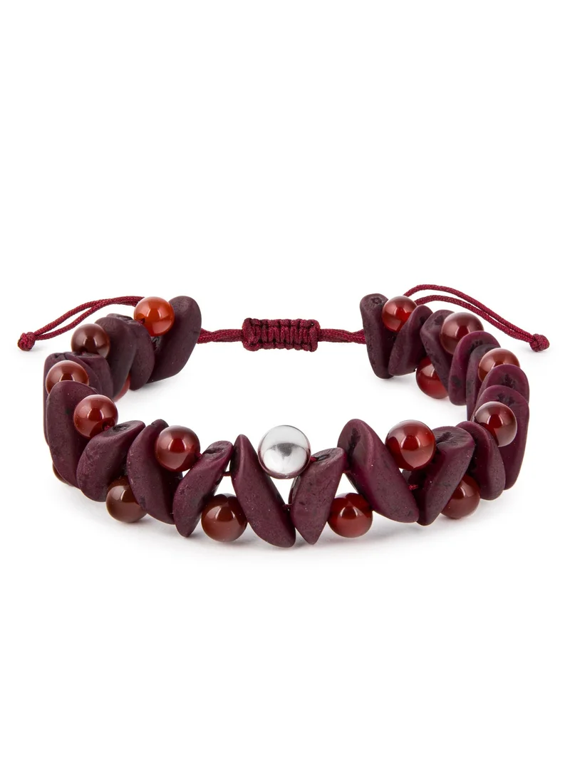 Minza Minza ” Mumbai “ Pure 925 Sterling Silver, Date stone and Agate stone For Men's, Handmade Bracelet for Men, Beaded Bracelet, 0.550 grams of Silver, Jewelry for Casual & Special Occasion