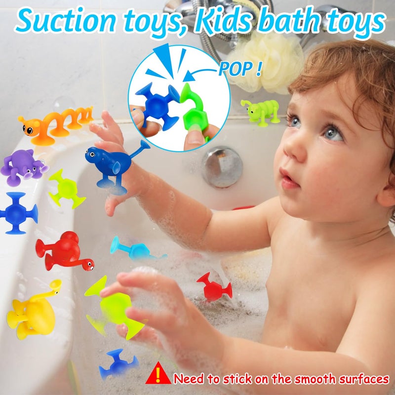 Joosharkidz 32 Pcs Suction Bath Toys for Kids Ages 1-3 2-4 4-8, Mold Free Bath Toy for Toddlers, Sensory Fidget Window Travel Suction Cup Toy Boys Girls, Party Goody Bags Prizes Easter Basket Stuffers Egg Fillers - Image 3