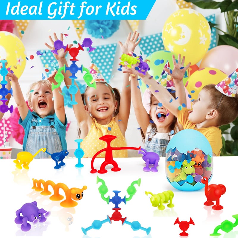 Joosharkidz 32 Pcs Suction Bath Toys for Kids Ages 1-3 2-4 4-8, Mold Free Bath Toy for Toddlers, Sensory Fidget Window Travel Suction Cup Toy Boys Girls, Party Goody Bags Prizes Easter Basket Stuffers Egg Fillers - Image 4