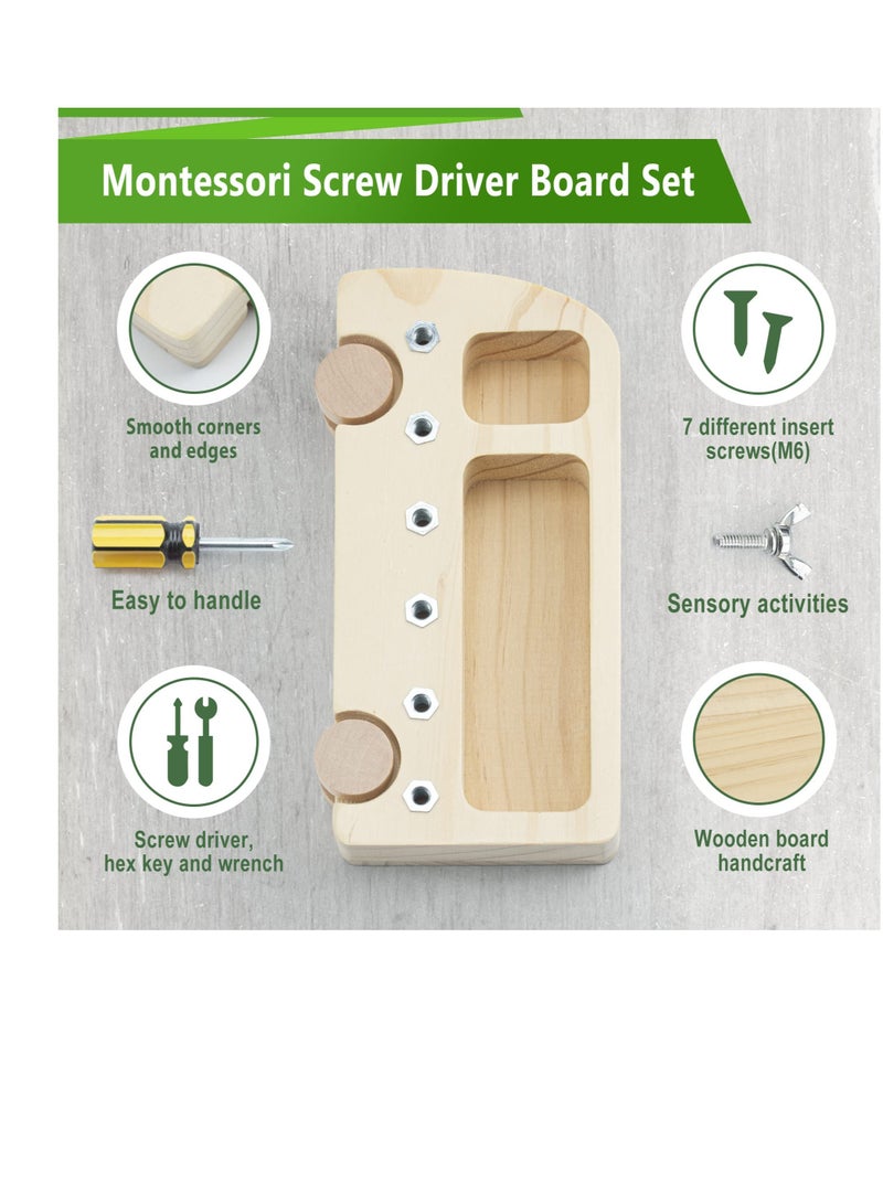 Excefore Wooden Screwdriver Board  Montessori Toys, Learning Sensory Bin Toys Preschool Toys, Suitable for Toddler Preschool Toddler Busy Board Educational Toys - Image 2