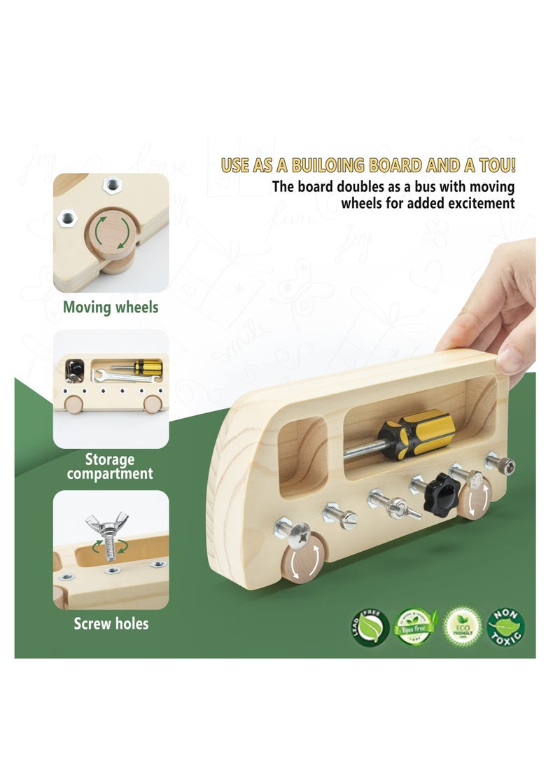 Excefore Wooden Screwdriver Board  Montessori Toys, Learning Sensory Bin Toys Preschool Toys, Suitable for Toddler Preschool Toddler Busy Board Educational Toys - Image 5